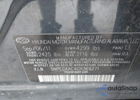 2012 Hyundai Sonata Se from USA, damaged, VIN 5NPEC4AC4CH369271
